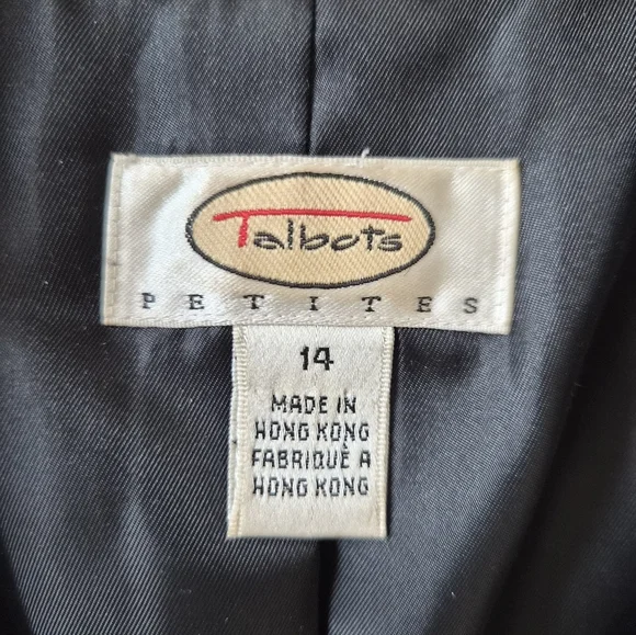 Talbots Petites Black & Tan Bouclé Wool Blend Tweed Blazer - Size 14P - Picture 2 of 8